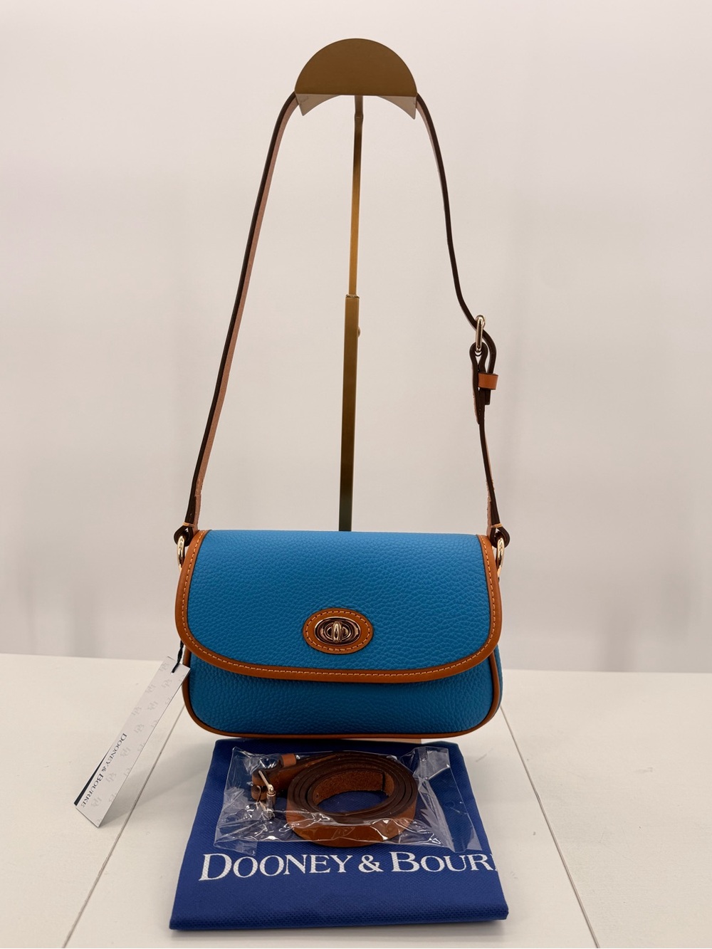 DOONEY & BOURKE Pebble Grain Turnlock Crossbody 22 Mediterranean Blue Leather